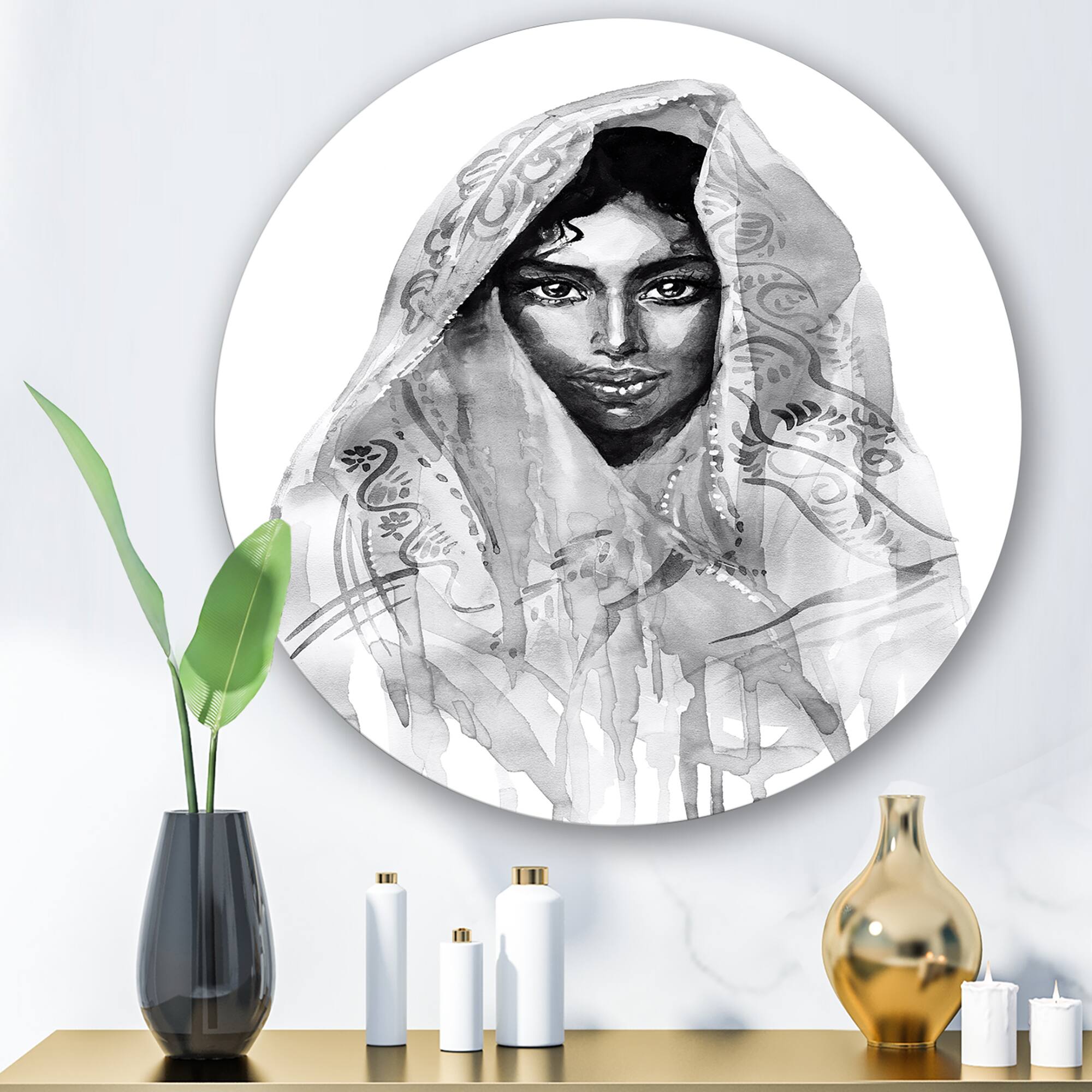 Designart - Monochrome Portrait of Young Indian Woman I